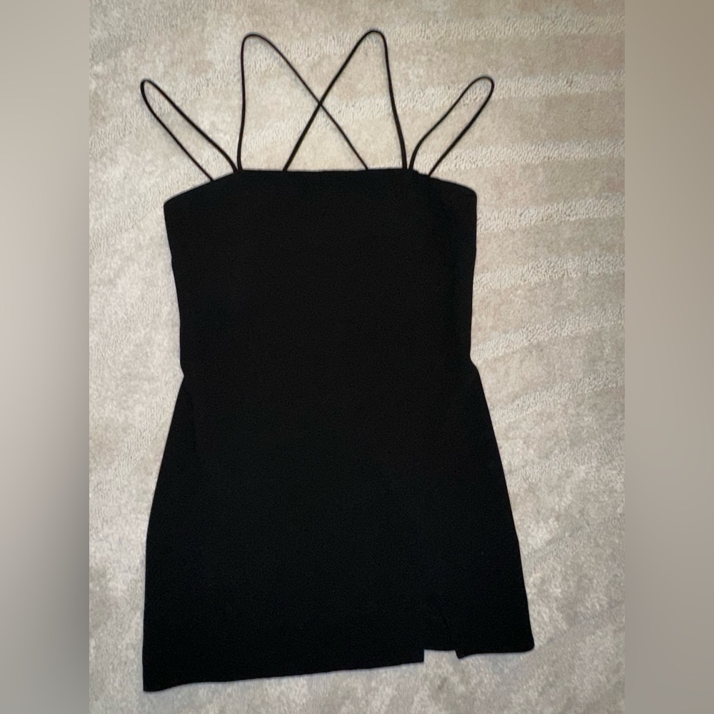 Black cross cross mini dress